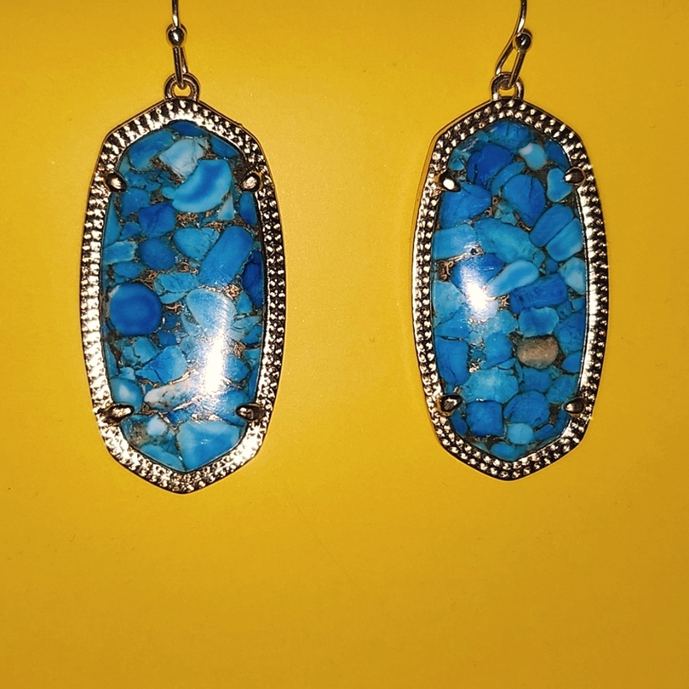 SOLD Kendra Scott Elle Bronze Veined turquoise  earrings